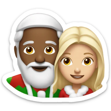 Indian man and blonde hair girl playing Mr & Mrs Claus  sticker