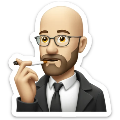 Bald bearded white man smoking cigarette  sticker