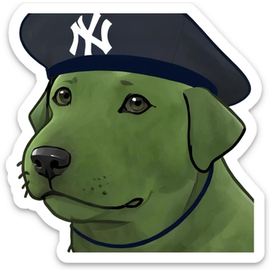 black lab in yankees hat sticker
