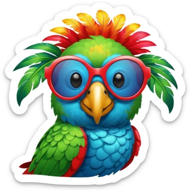 Parrot with shiny sunglasses sticker