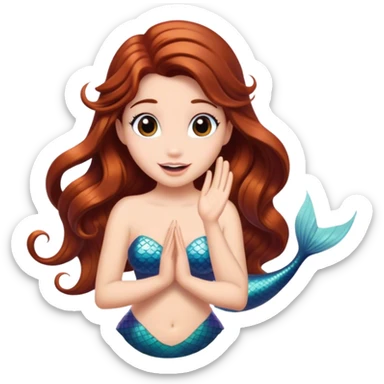 ariel mermaid waving with brown hair sticker