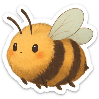ghibli style fluffy bee sticker