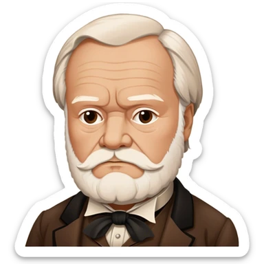 Cinematic Realistic portrait of Victor Hugo, shown as an iconic writer with intense, thoughtful eyes and richly detailed 19th‑century attire, rendered in warm, literary lighting that captures his creative spirit sticker