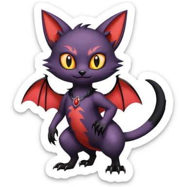 Vampiric Batty Noibat-Litten-Torracat-Lykoi-hybrid-fusion (full body) sticker