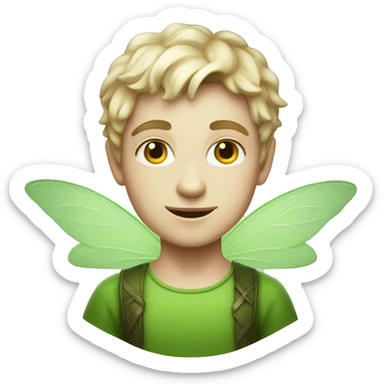 Boy Green Fairy, white skin, sticker