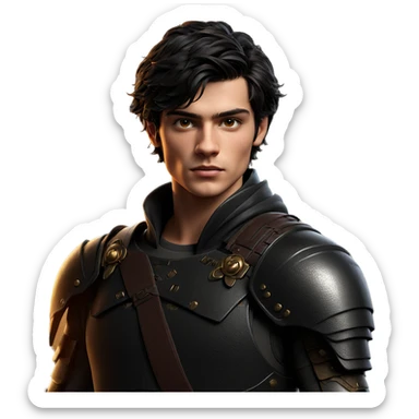 boy in armor with scar sticker
