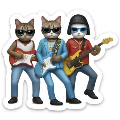 4 cats dressed as the band weezer sticker
