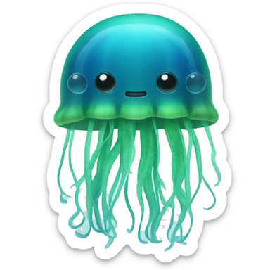 Jellyfish blue and green sticker