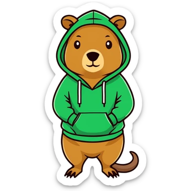 Capybara wearing a green hoodie  sticker