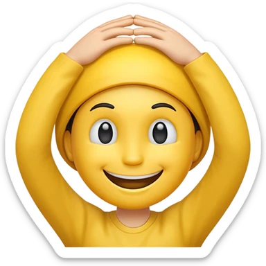 smile face with hands on it’s head sticker