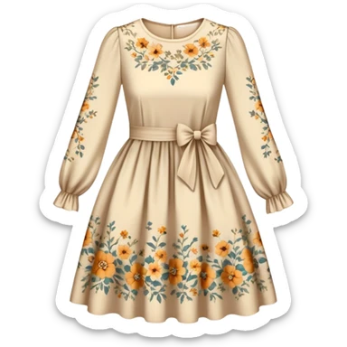 Vintage flowery dress beige sticker
