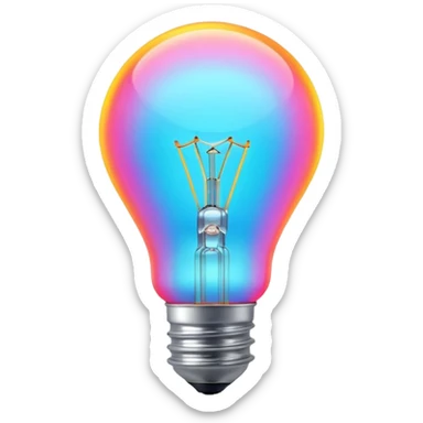 Generate a high-quality image of a glowing neon light bulb, bright vibrant colors, realistic glow effect, smooth gradient colors, no human figures, no facial features, no brand markings, simple dark background, high-reso

 sticker