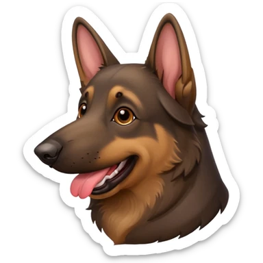 cartoon style dark German Shepherd dog with longer tongue hanging out  sticker