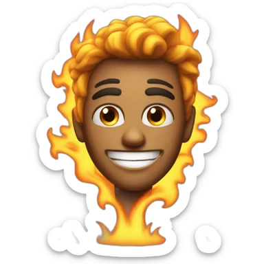 Cool Guy who have eyes in fire and big smile sticker