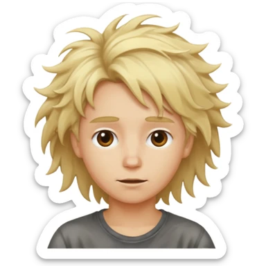 Cartoon anime blond mwssy hair sticker