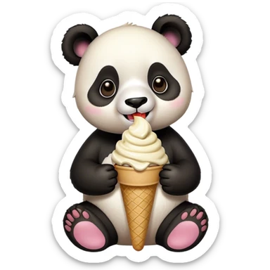 Panda eating ice cream sticker