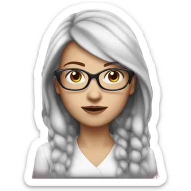 White skinned women with long burgundy hair and glasses  sticker