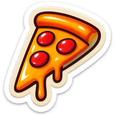 single pizza slice symbol, cartoon style sticker, simple and clear, no text sticker