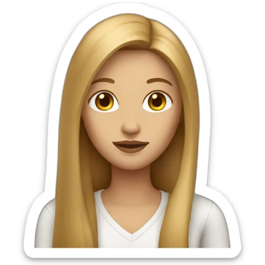 woman with very long light brown straigth hair sticker