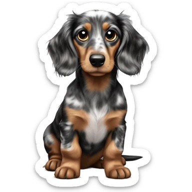 Tri Merle long haired Dachshund Puppy  sticker
