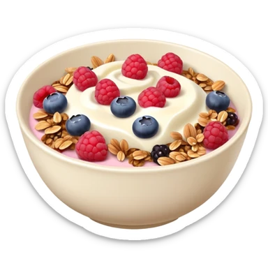 yogurt brown bowl with raspberries, blueberries and granola  sticker