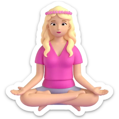 Blonde woman angel with long hair meditating with pink hair accessories sticker
