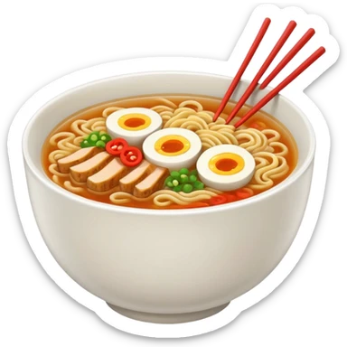 ramen bowl with one chopsticks sticker