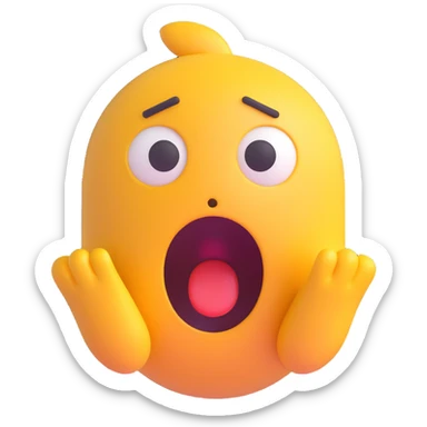 Shocked emoji in 3D style with a surprised expression, variant 7, no background, transparent background. sticker