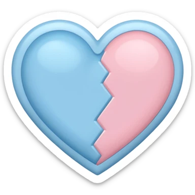 a heart with pastel blue on one side and pastel pink on the other sticker