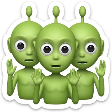 three little green men aliens from Toy Story together, all saying 'ooooo' sticker