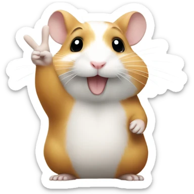 Hamster holding up peace sign sticker