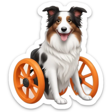 white cream red merle border collie on orange wheel chair sticker