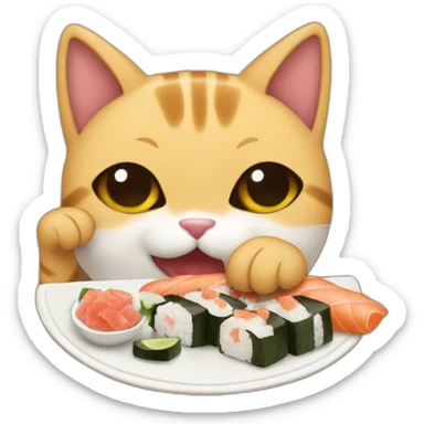 Cat eating suchi sticker