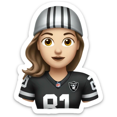 Raiders fan white female with brown hair  sticker