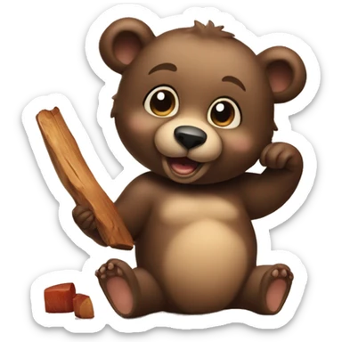 A playful and brazen baby bear.
Bringing wood and liking meat.
My hobbies are disturbing my grandfather, dancing while listening to music, and holding a surprise event. sticker