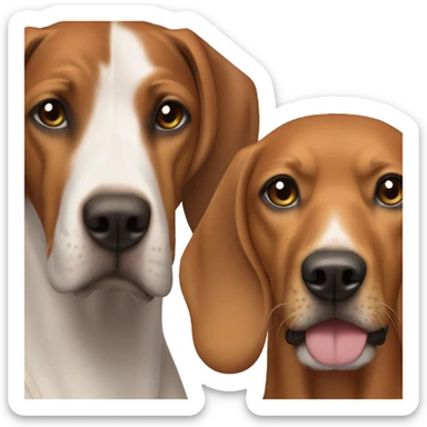 white male with long rainbow colored hair standing alongside a brown rhodesian ridgeback sticker