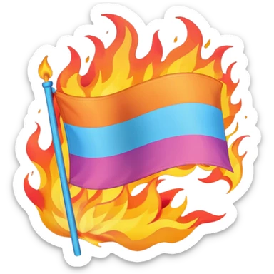 A burning trans flag sticker