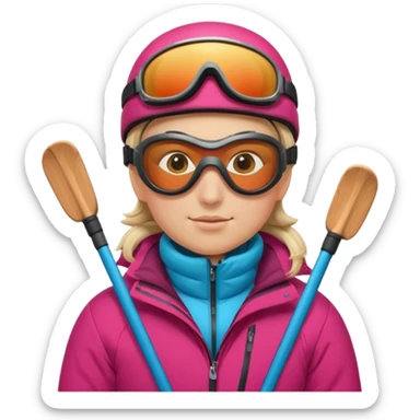 skier with poles in the snow sticker