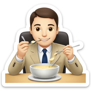 Bank manager eating Fondue sticker