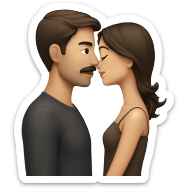 Man with brown hair and mustache kissed beautiful girl with dark brown hair  sticker