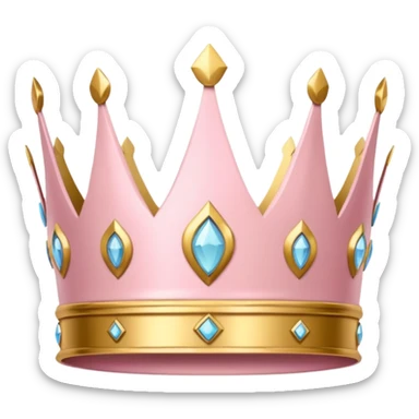 A luxurious light pink crown with golden accents and elegant details, featuring a prominent empty space  sticker