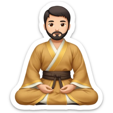 Beautiful man with lightly tan skin and dark beard in Hanfu sitting on the ground sticker