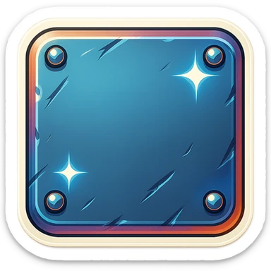 Add metallic rivets to the outside edges of the metal slab in a retro sticker style. Keep the background transparent. sticker