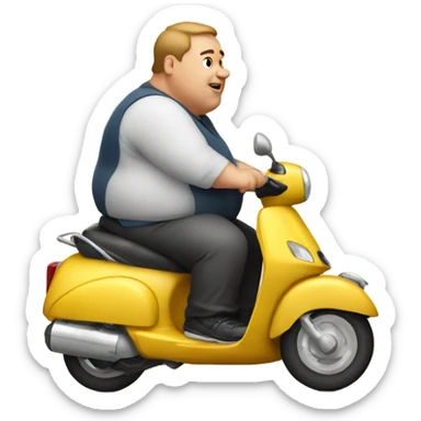 Obese man on scooter sticker