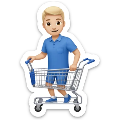 Pushing a shopping cart sticker