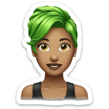 miss monique mimo green hair female dj sticker