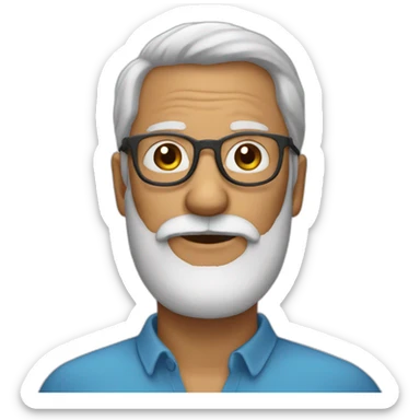 60 year old man whit beard and glasses sticker