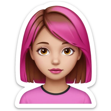 girl with brown hair and hot pink highlights sticker