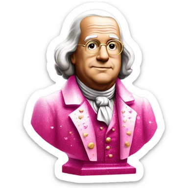 Pink ombre Benjamin Franklin Statue With Glitter and hearts  sticker