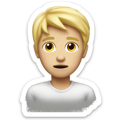 very blonde boy looking stressed out sticker
